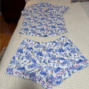 Ski Toile Polo Pajamas by Roller Rabbit